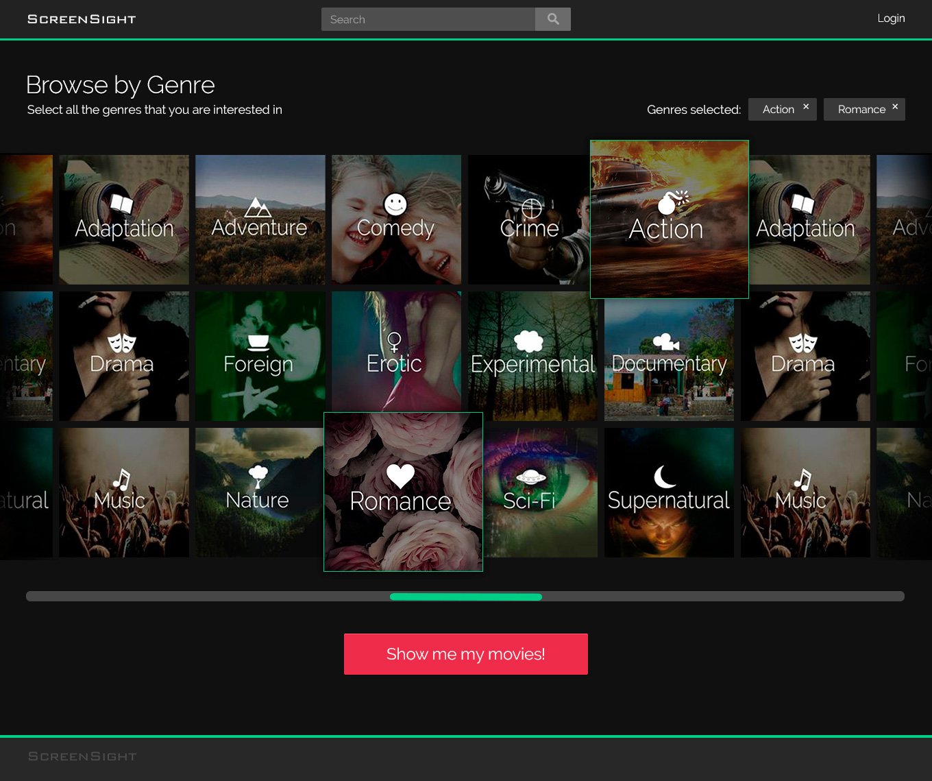 Browse by Genre - Selection Screen